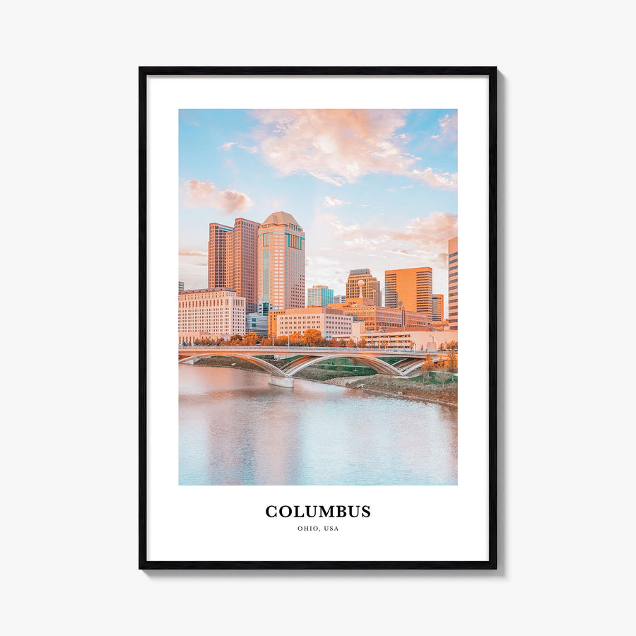 Columbus, Ohio no. 1 colorful classic poster of Ohio, USA – vertical wall art, unframed print shown in interior mockup