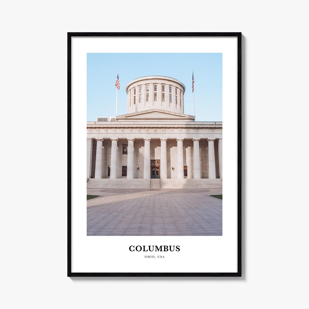 Columbus, Ohio no. 2 colorful classic poster of Ohio, USA – vertical wall art, unframed print shown in interior mockup