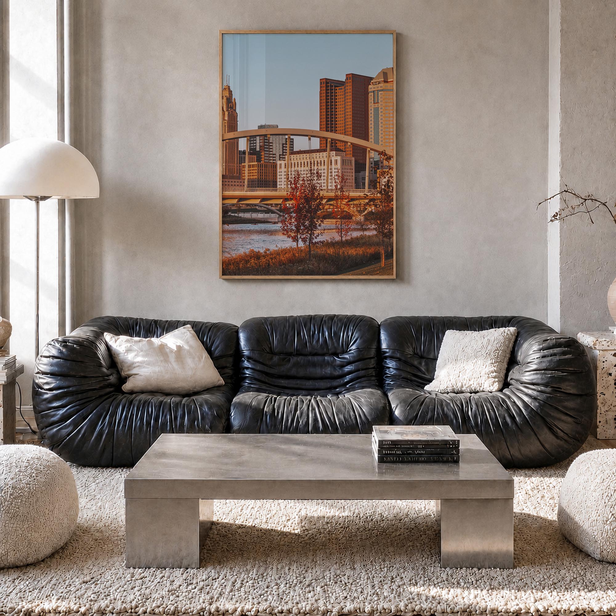 Columbus, Ohio no. 2 colorful photo poster of Ohio, USA – vertical wall art in natural wood frame, hanging on wall