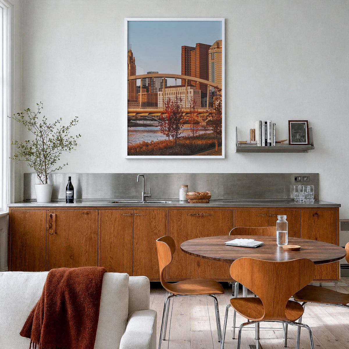 Columbus, Ohio no. 2 colorful photo poster of Ohio, USA – vertical wall art in white wood frame, hanging on wall
