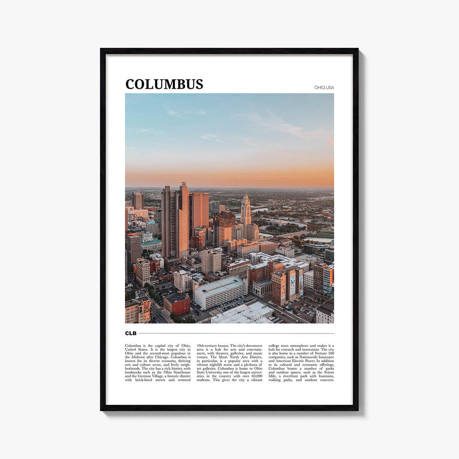 Columbus, Ohio no. 3 colorful travel poster of Ohio, USA – vertical wall art, unframed print shown in interior mockup
