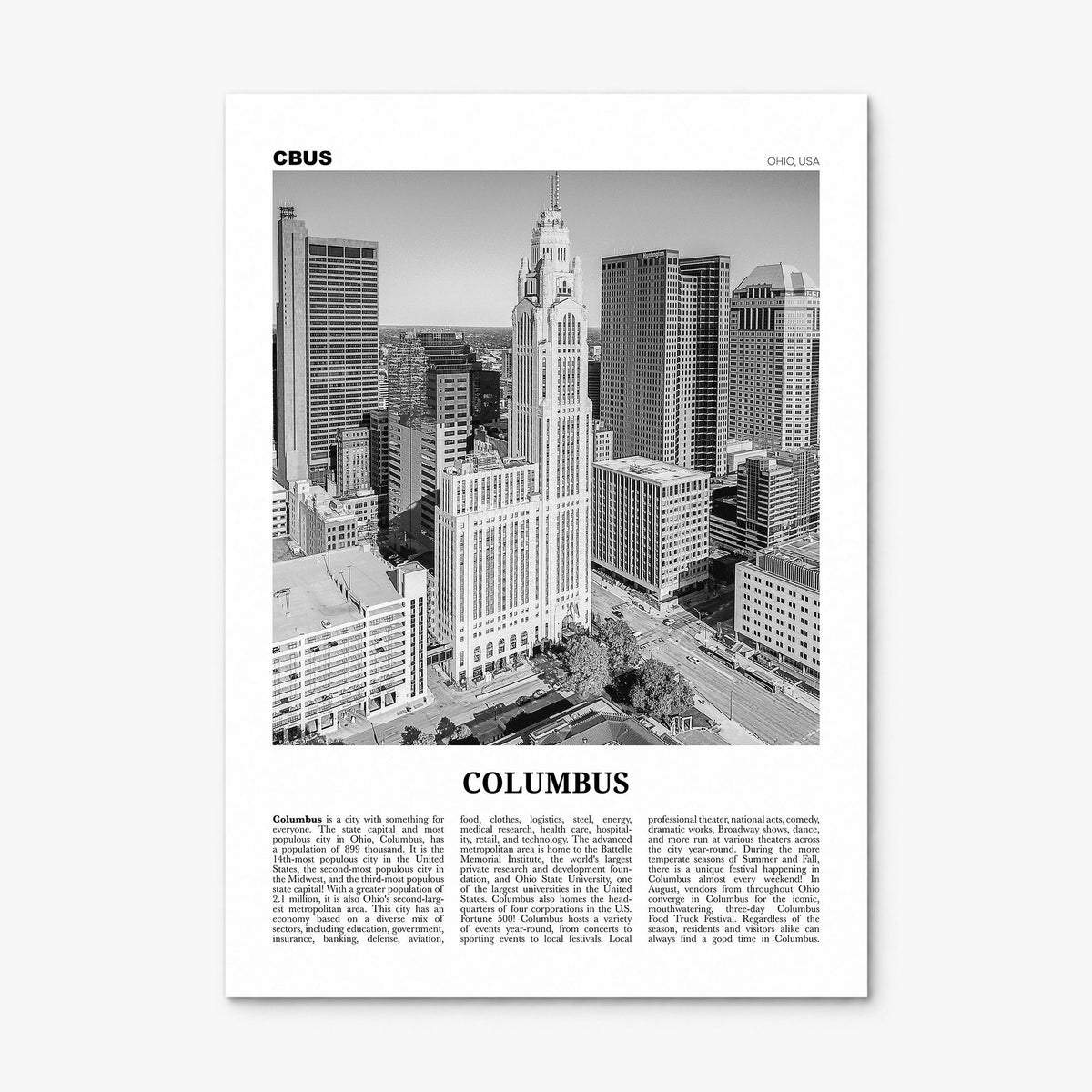 Columbus, Ohio Newspaper No 2 Poster, print only (unframed)