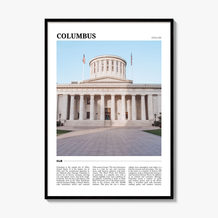 Columbus, Ohio Travel No 2 Poster, framed poster mockup