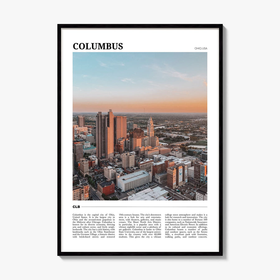 Columbus, Ohio Travel No 3 Poster, framed poster mockup