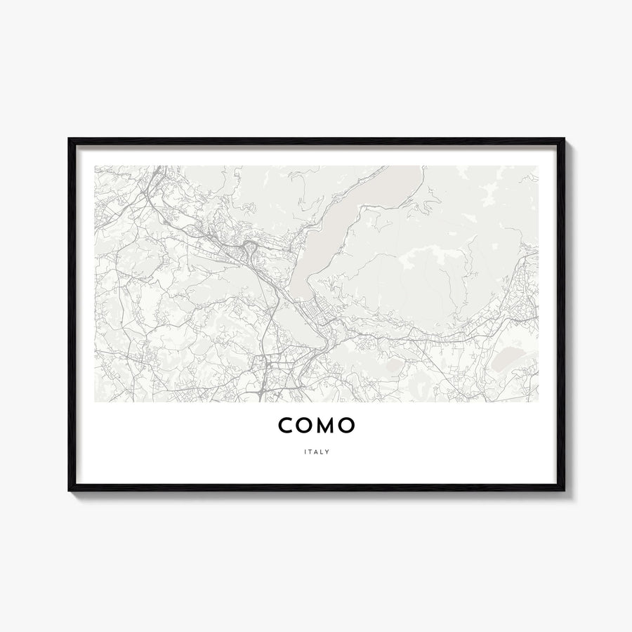 Como black & white map poster of Italy – horizontal wall art, unframed print shown in interior mockup