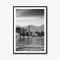Lake Como no. 1 black & white photo poster of Italy – vertical wall art, unframed print shown in interior mockup