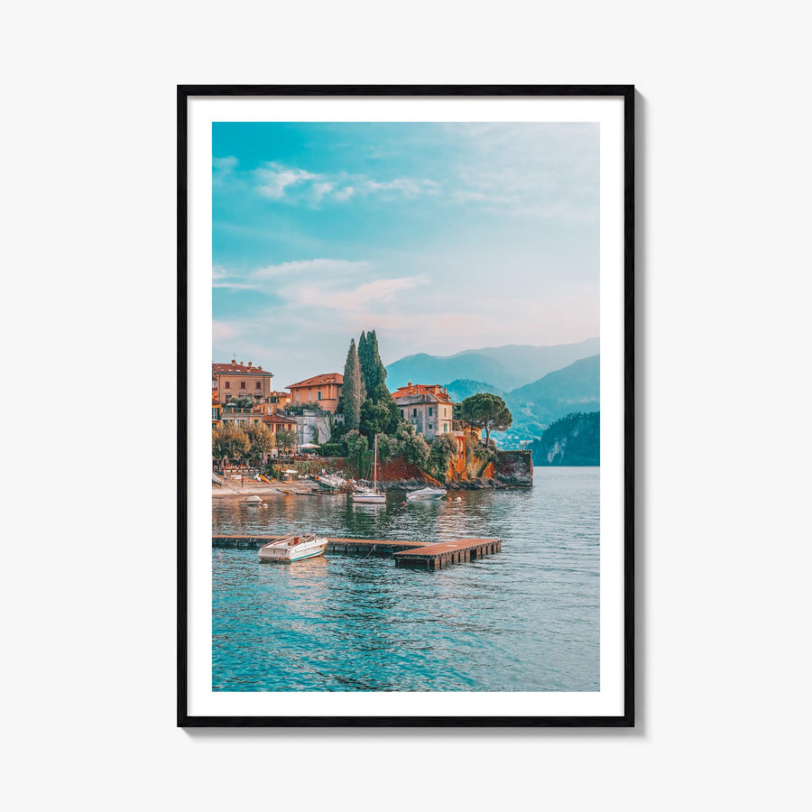 Lake Como no. 1 colorful photo poster of Italy – vertical wall art, unframed print shown in interior mockup
