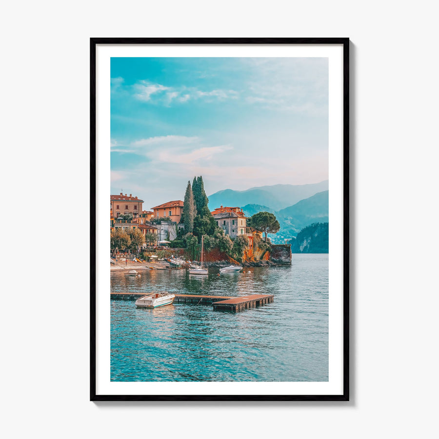 Lake Como Photo Poster, framed poster mockup, white border