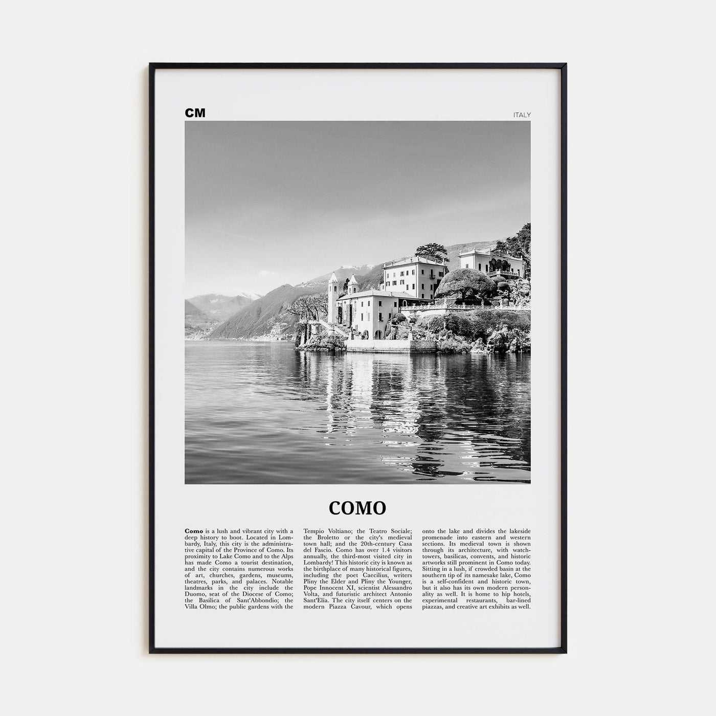 Como No 1 Poster None / 8x12 in Nbourhood Travel B&W Poster