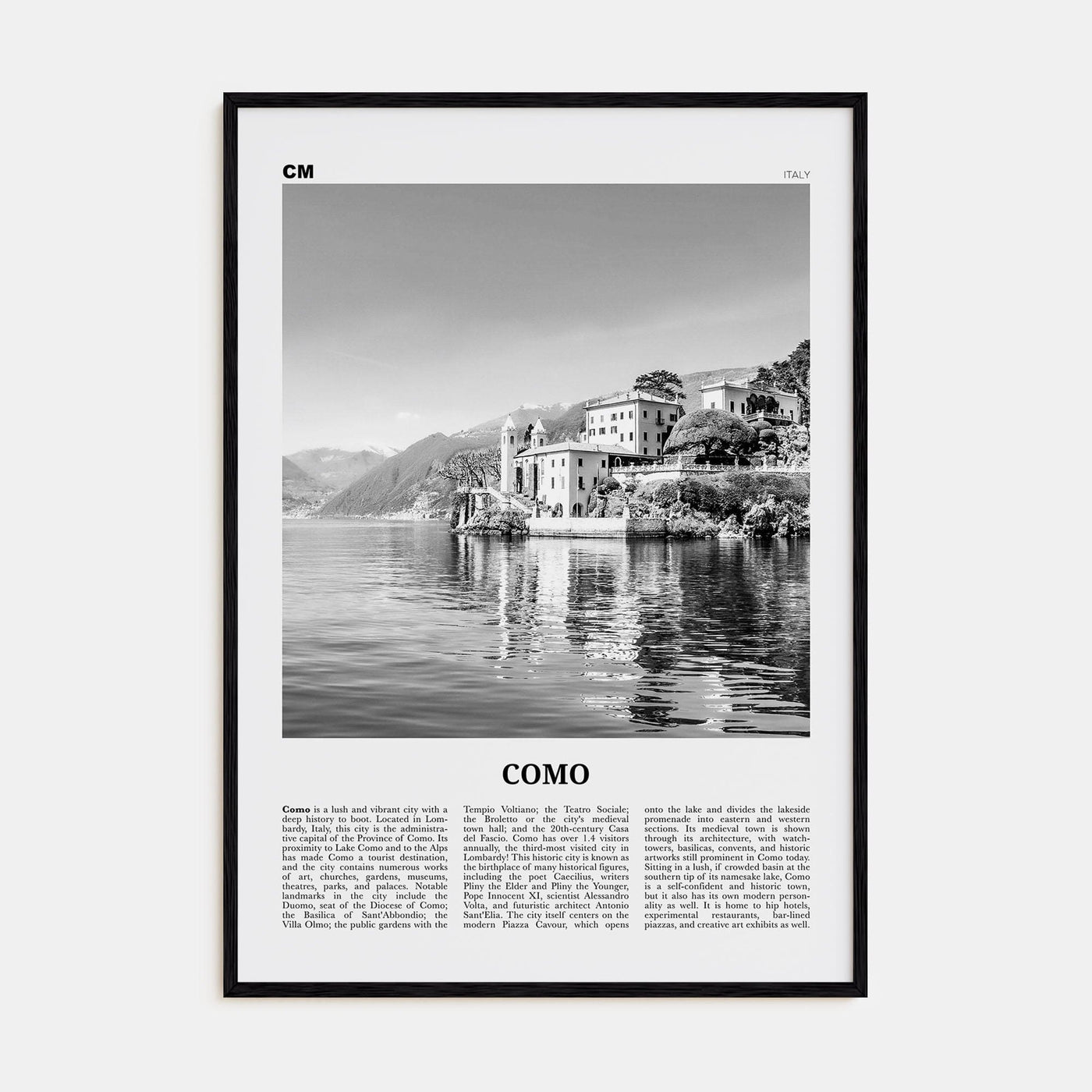 Como No 1 Poster Black Wood / 8x12 in Nbourhood Travel B&W Poster