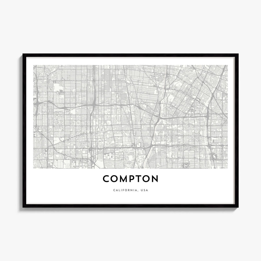 Compton Map Poster, framed poster mockup