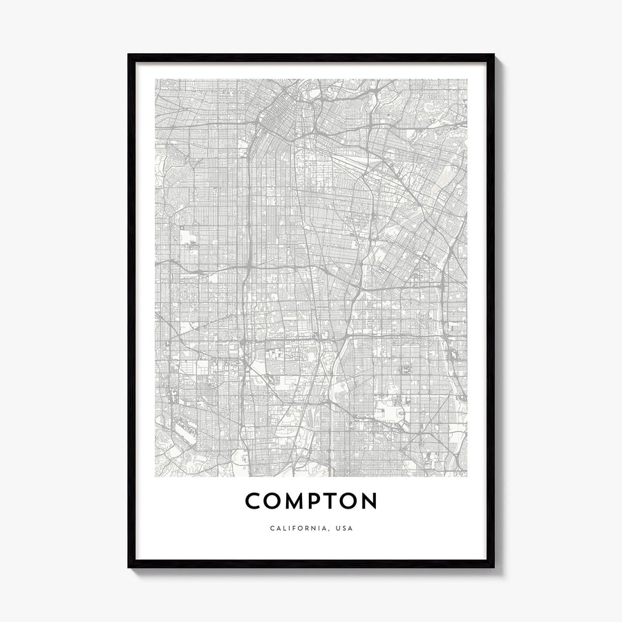 Compton Map Poster, framed poster mockup