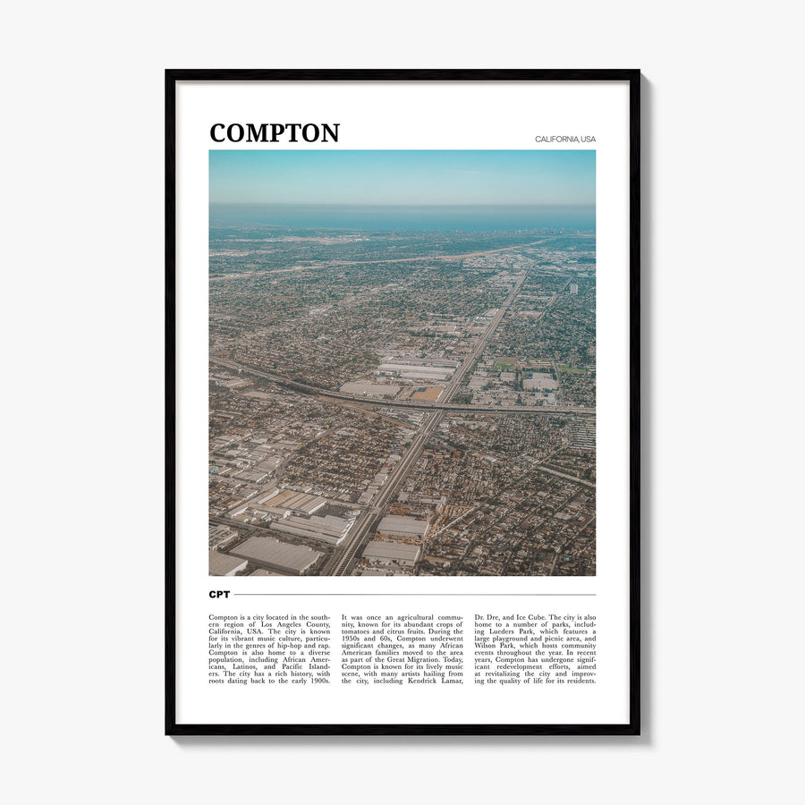 Compton Travel Poster, framed poster mockup