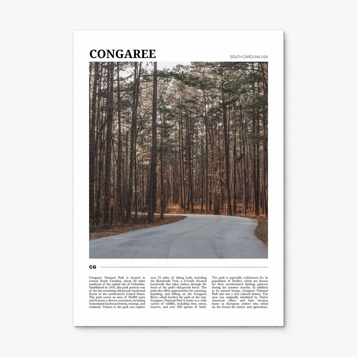Congaree Travel Poster, print only (unframed)