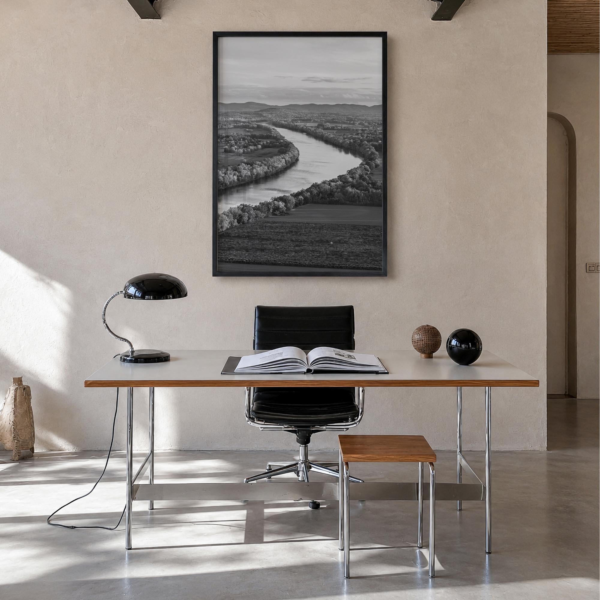 Connecticut no. 1 black & white photo poster of United States – vertical wall art in black wood frame, hanging on wall