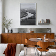Connecticut no. 1 black & white photo poster of United States – vertical wall art in white wood frame, hanging on wall