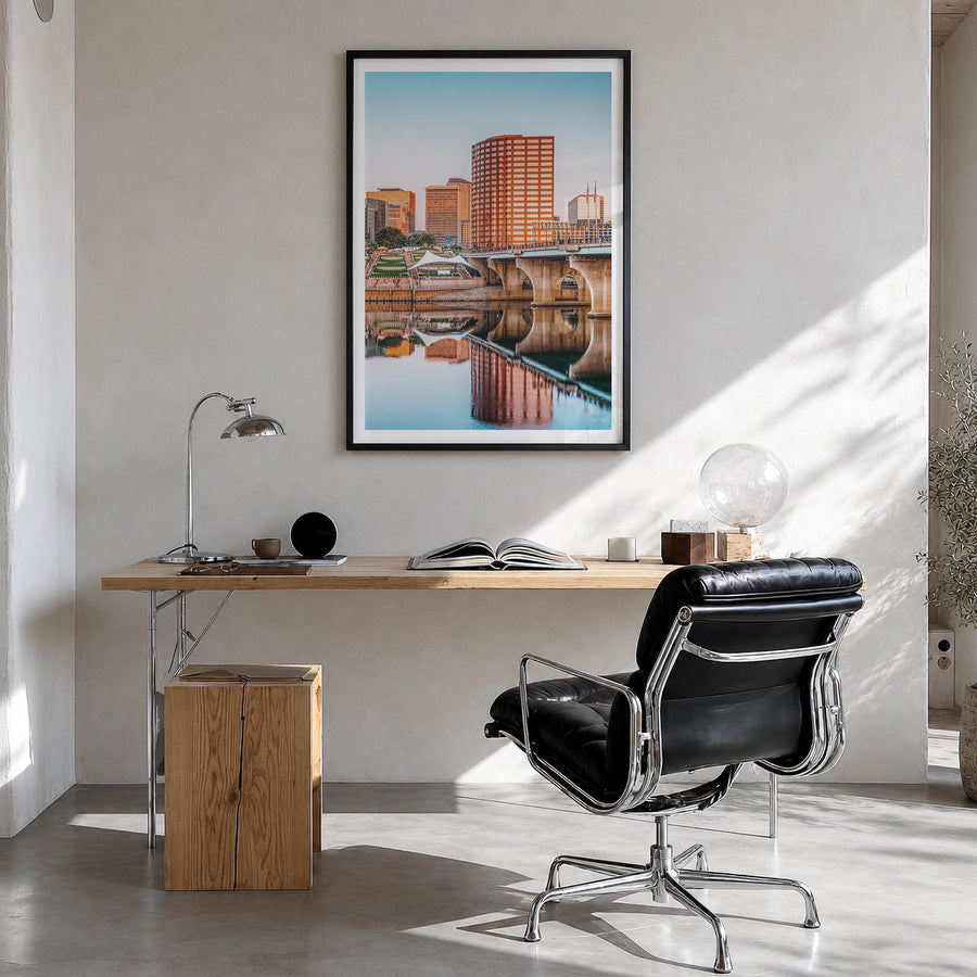 Connecticut no. 1 colorful photo poster of United States – vertical wall art in black wood frame with white border, hanging o