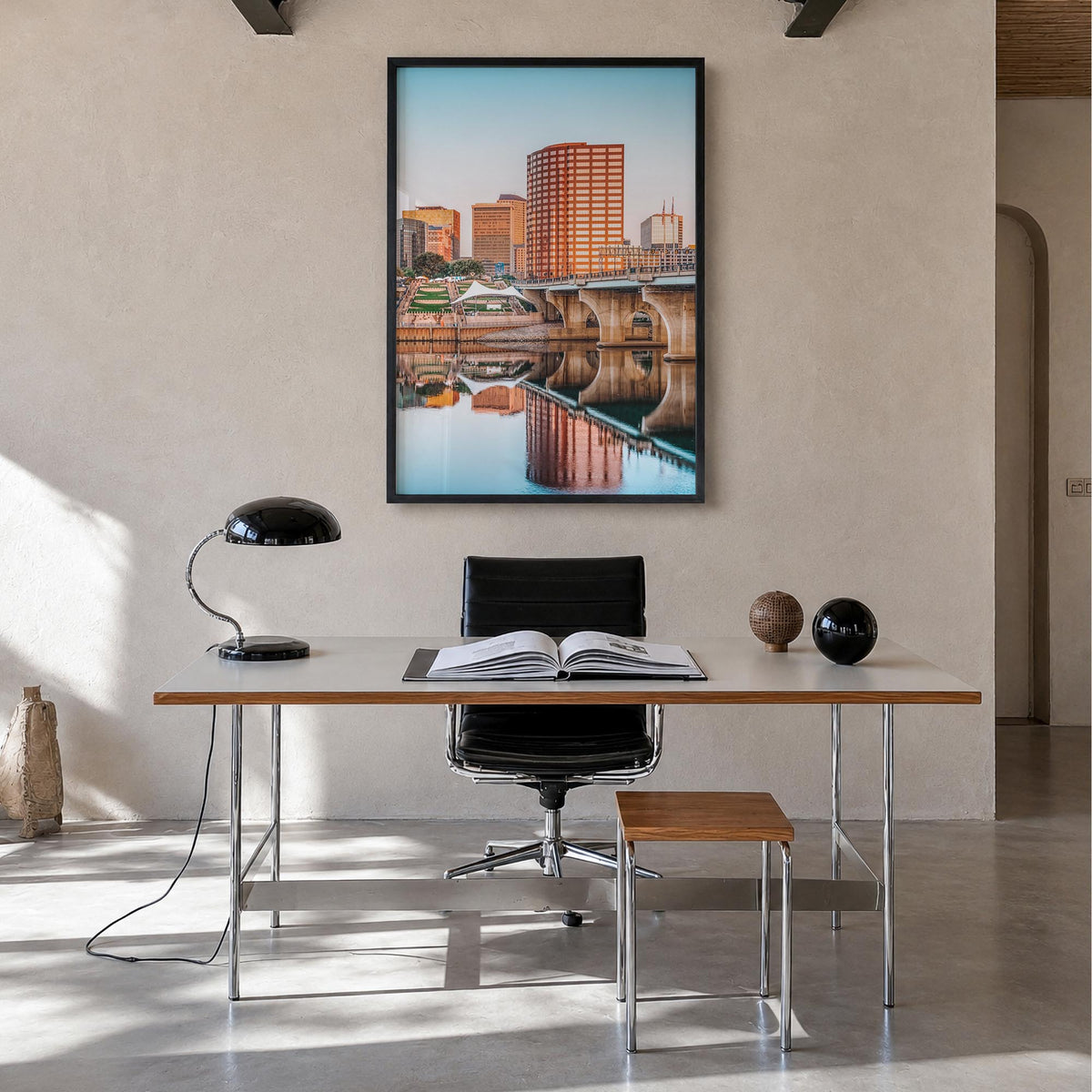Connecticut no. 1 colorful photo poster of United States – vertical wall art in black wood frame, hanging on wall