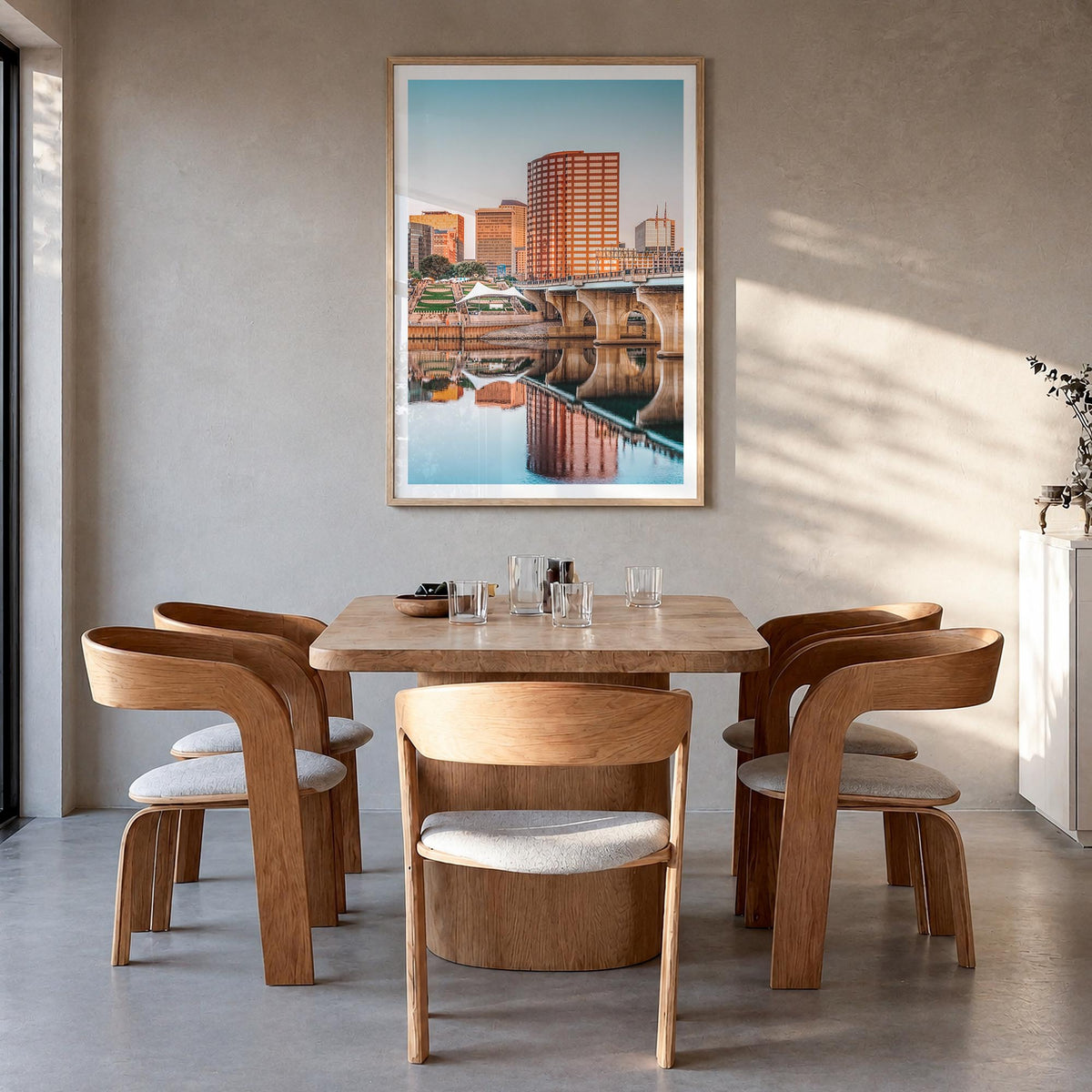 Connecticut no. 1 colorful photo poster of United States – vertical wall art in natural wood frame with white border, hanging