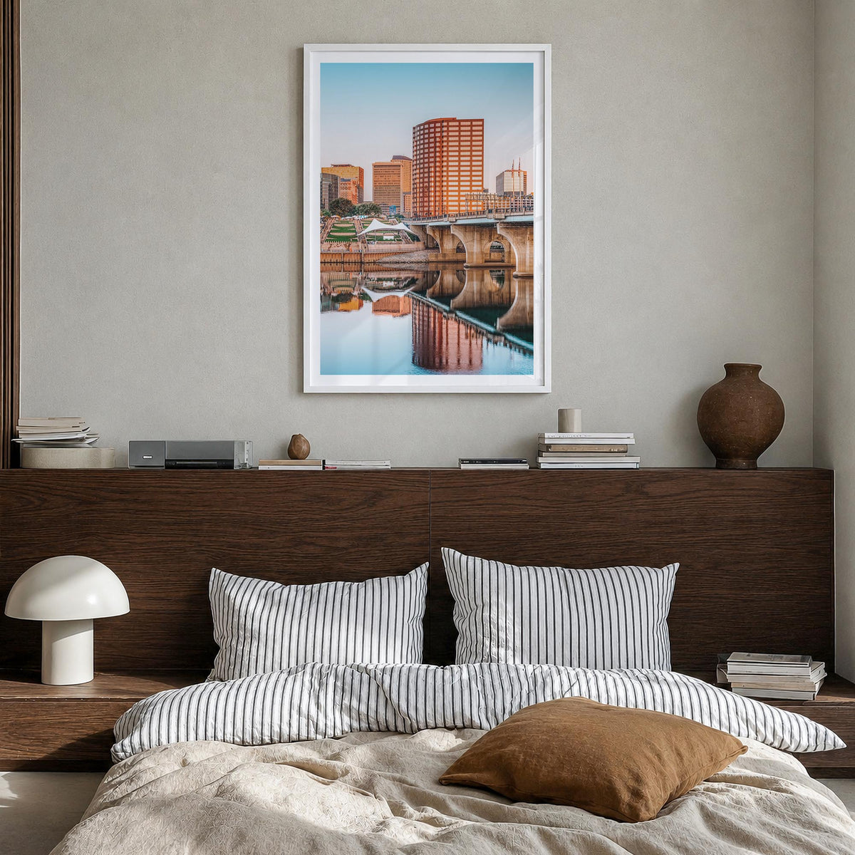 Connecticut no. 1 colorful photo poster of United States – vertical wall art in white wood frame with white border, hanging o