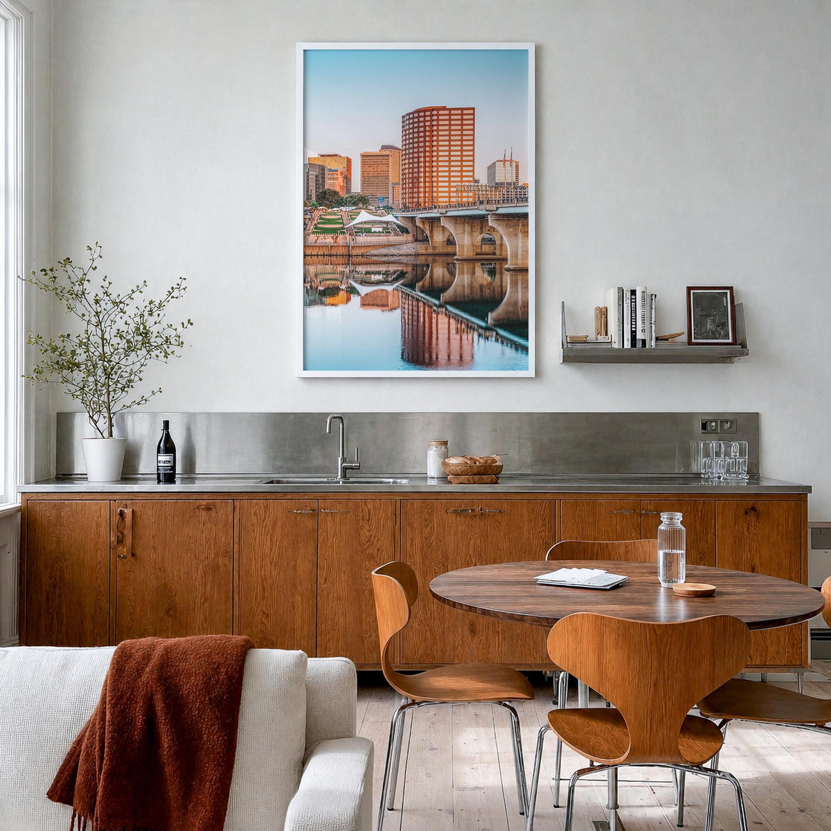 Connecticut no. 1 colorful photo poster of United States – vertical wall art in white wood frame, hanging on wall