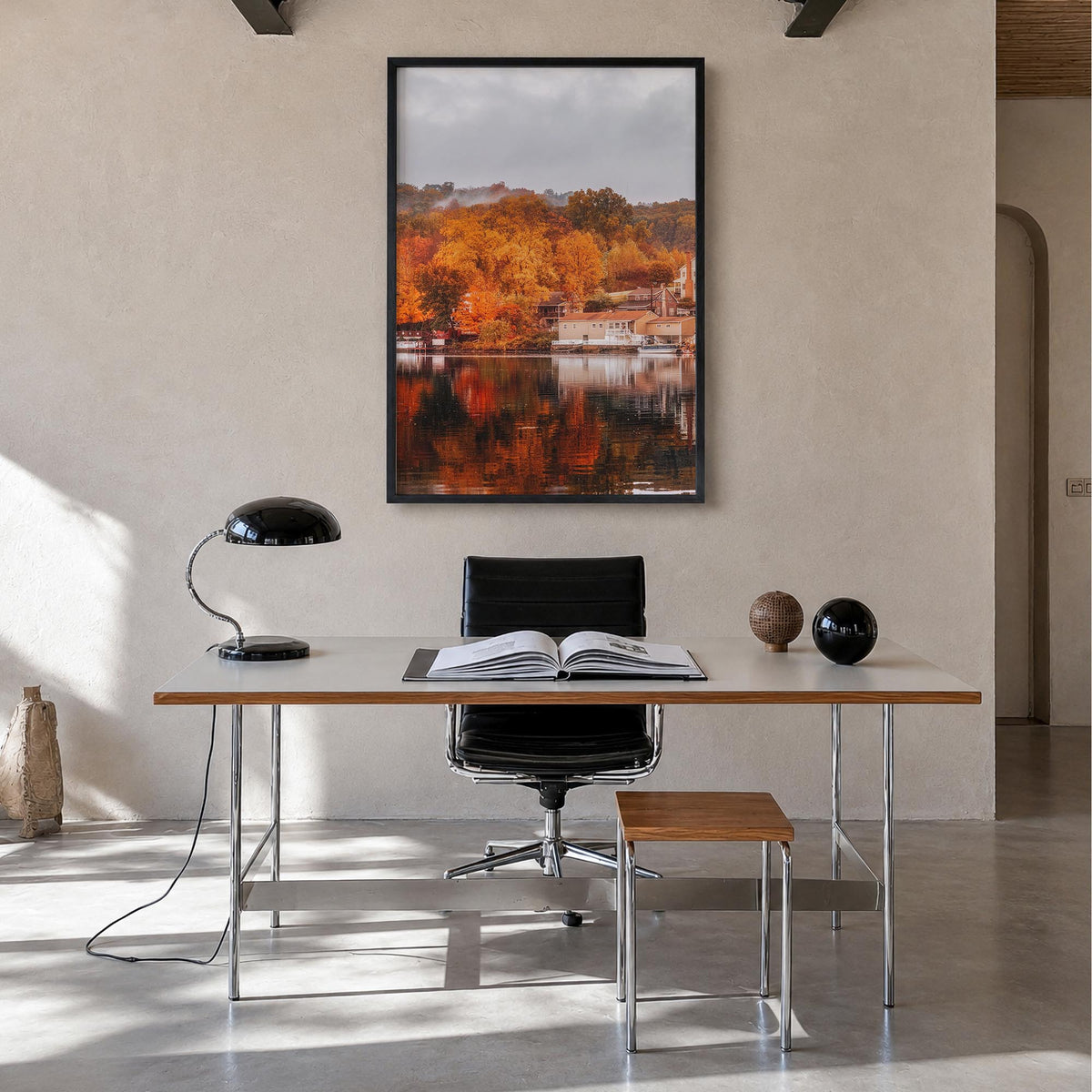 Connecticut no. 2 colorful photo poster of United States – vertical wall art in black wood frame, hanging on wall