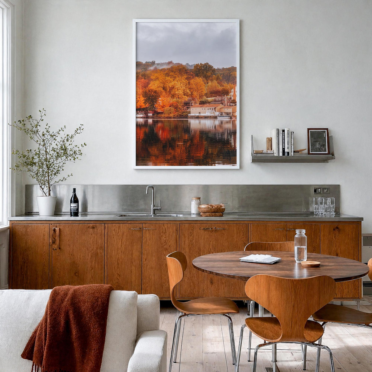 Connecticut no. 2 colorful photo poster of United States – vertical wall art in white wood frame, hanging on wall