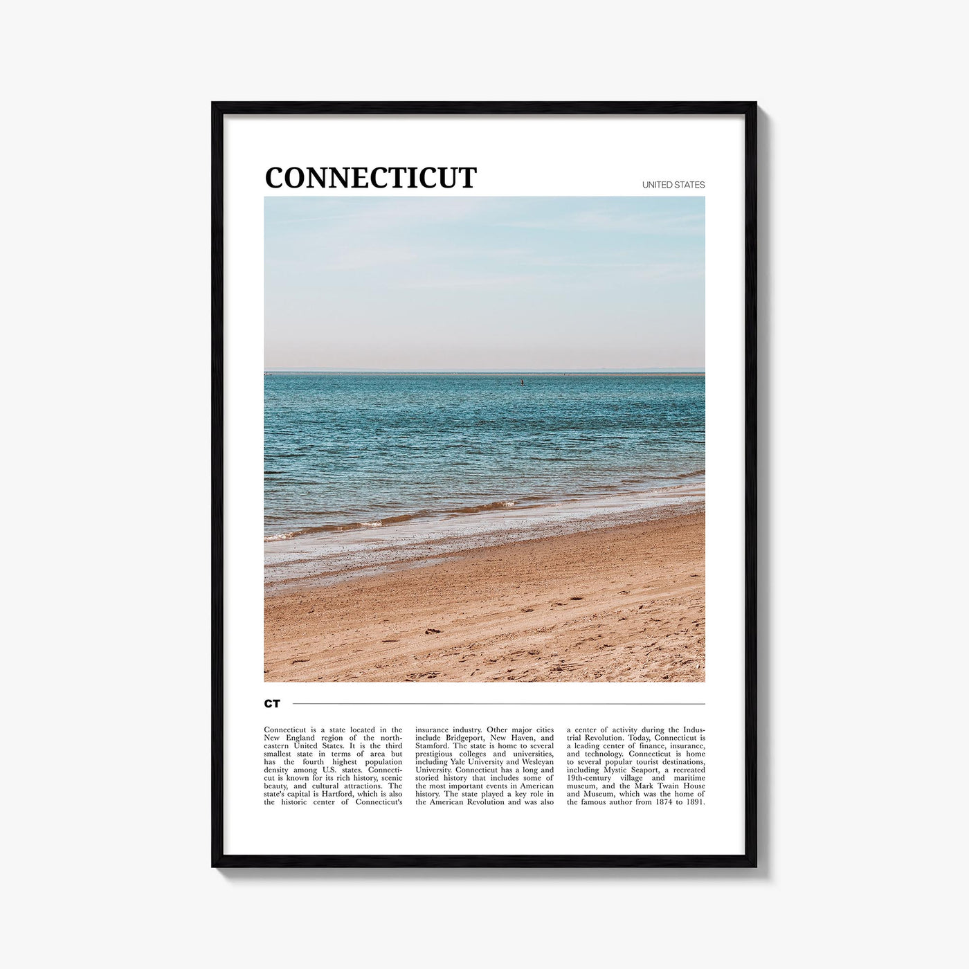 Connecticut no. 2 colorful travel poster of United States – vertical wall art, unframed print shown in interior mockup