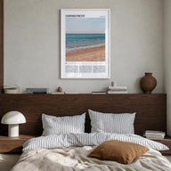 Connecticut no. 2 colorful travel poster of United States – vertical wall art in white wood frame, hanging on wall