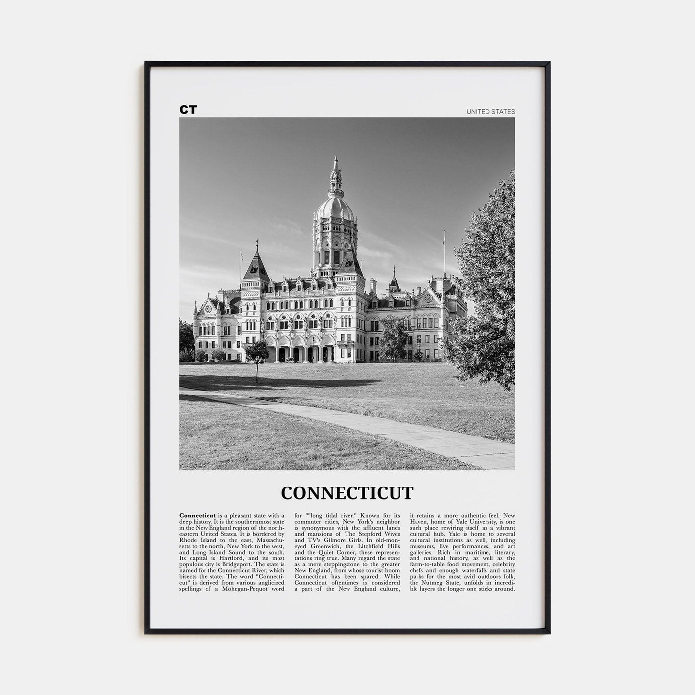 Connecticut No 2 Poster None / 8x12 in Nbourhood Travel B&W Poster