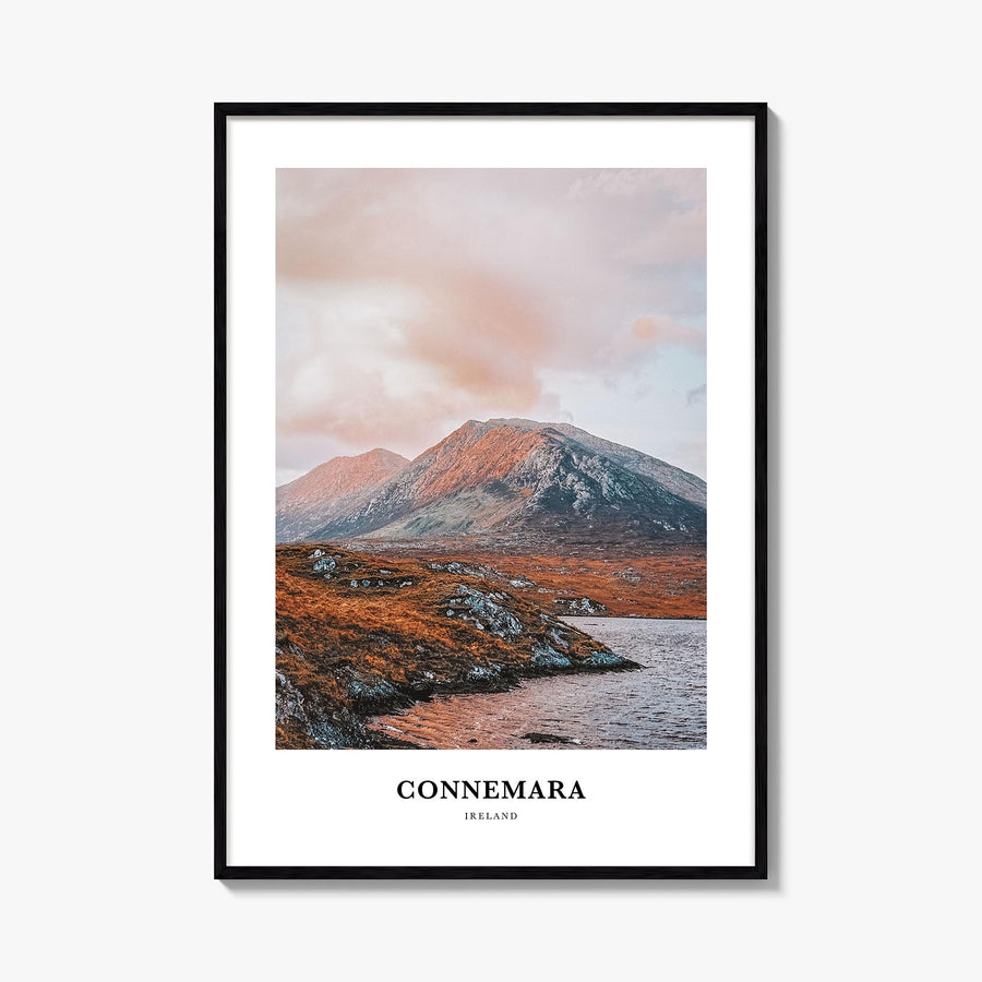 Connemara colorful classic poster of Ireland – vertical wall art, unframed print shown in interior mockup