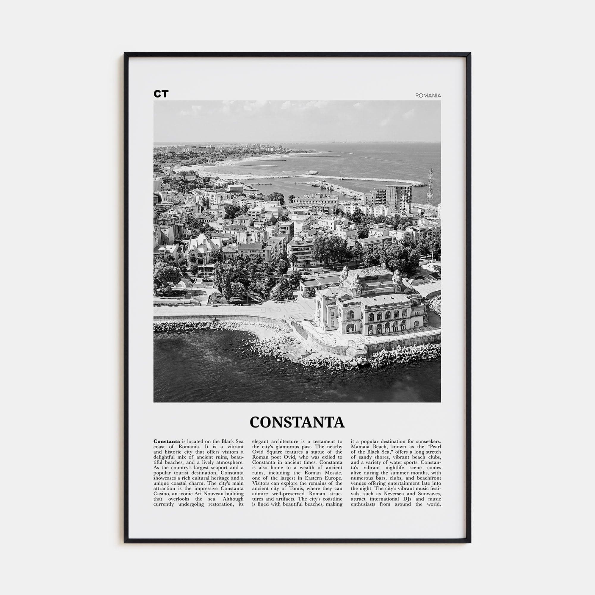 Constanta Poster Black Metal / 8x12 in Nbourhood Travel B&W Poster