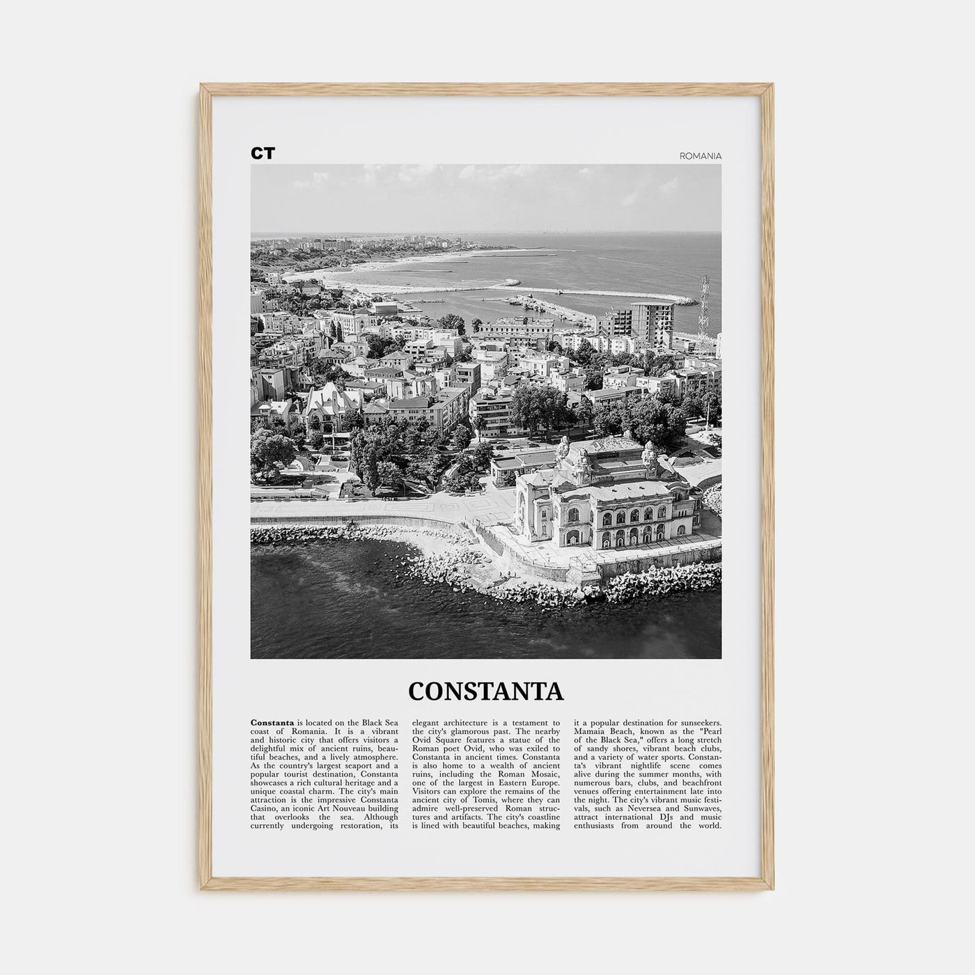 Constanta Poster Natural Wood / 8x12 in Nbourhood Travel B&W Poster