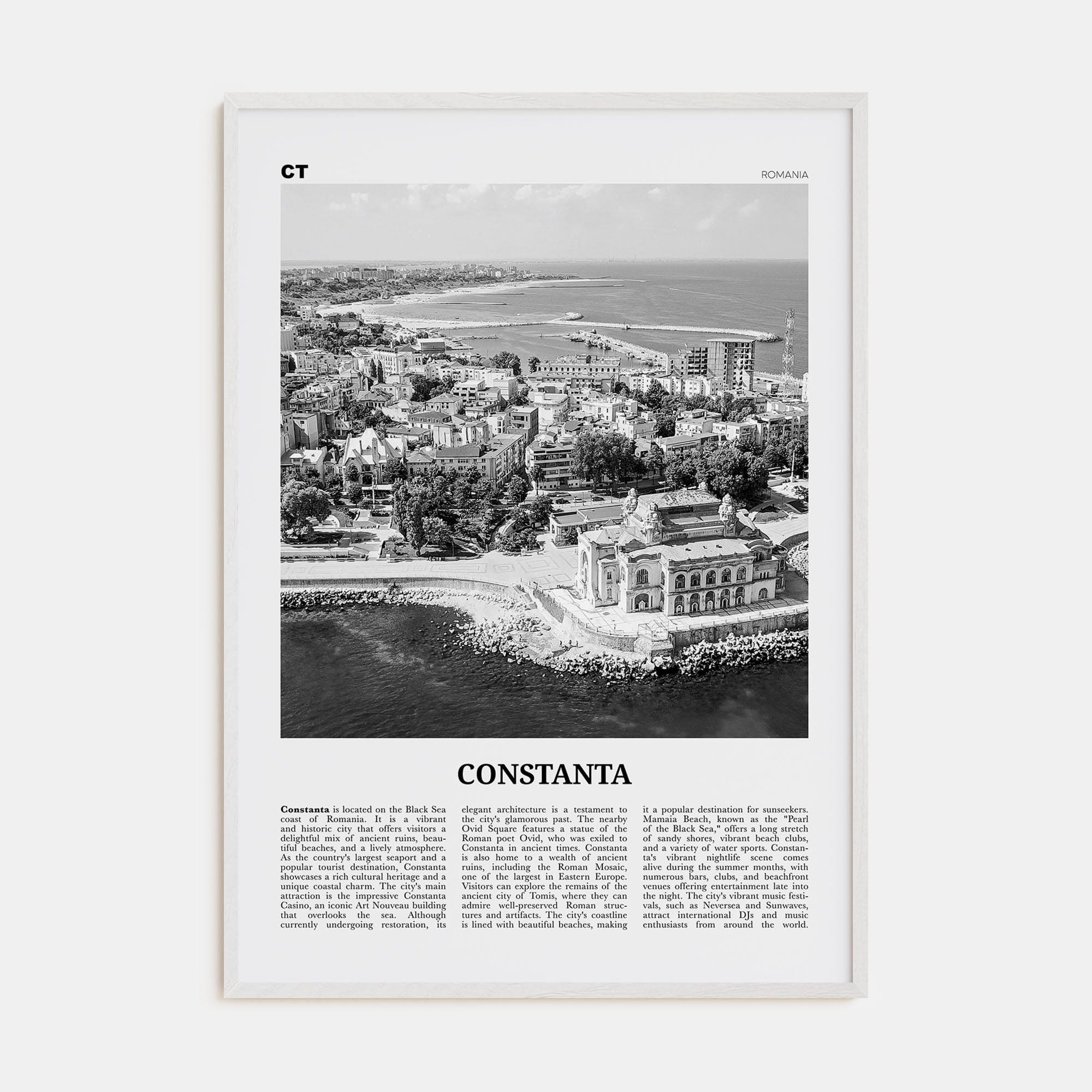 Constanta Poster White Wood / 8x12 in Nbourhood Travel B&W Poster