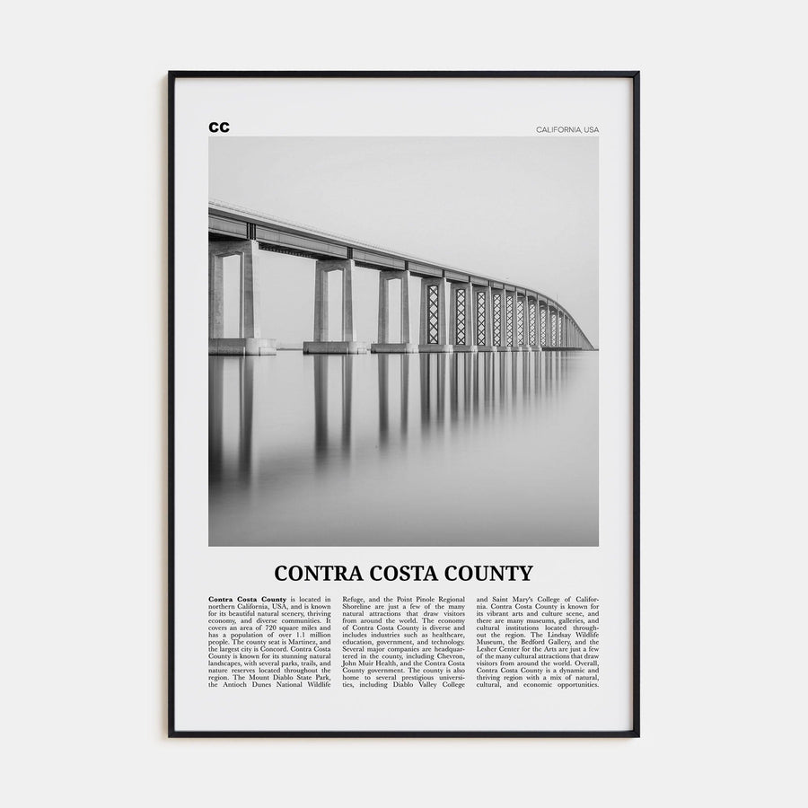 Contra Costa County Poster None / 8x12 in Nbourhood Travel B&W Poster