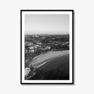 Coogee Beach black & white photo poster of Sydney, New South Wales – vertical wall art, unframed print shown in interior mock