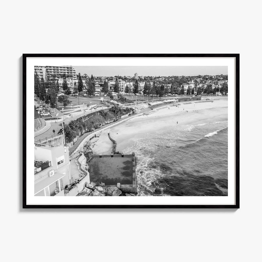 Coogee Beach Photo Poster, framed poster mockup, white border