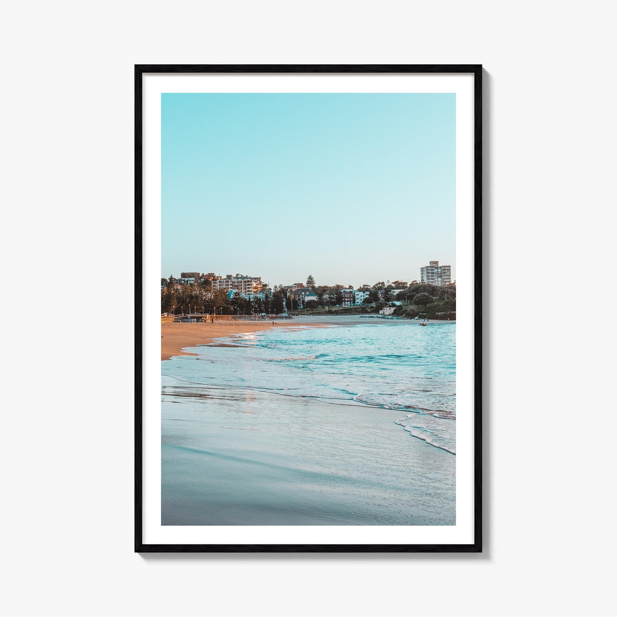 Coogee Beach no. 1 colorful photo poster of Sydney, New South Wales – vertical wall art, unframed print shown in interior moc