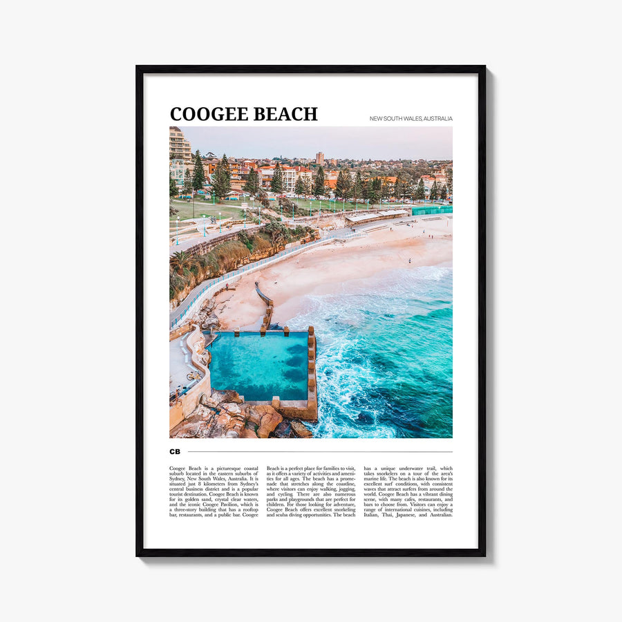 Coogee Beach no. 1 colorful travel poster of Sydney, New South Wales – vertical wall art, unframed print shown in interior mo