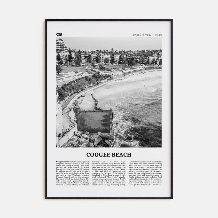 Coogee Beach No 1 Poster None / 8x12 in Nbourhood Travel B&W Poster