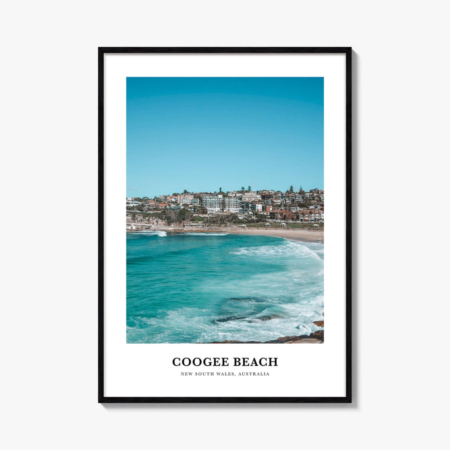 Coogee Beach no. 2 colorful classic poster of Sydney, New South Wales – vertical wall art, unframed print shown in interior m