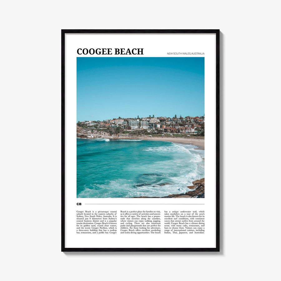 Coogee Beach no. 2 colorful travel poster of Sydney, New South Wales – vertical wall art, unframed print shown in interior mo