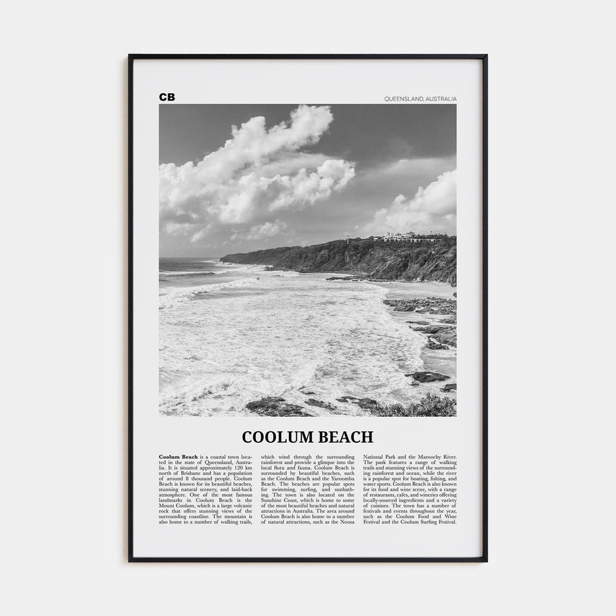 Coolum Beach Poster None / 8x12 in Nbourhood Travel B&W Poster