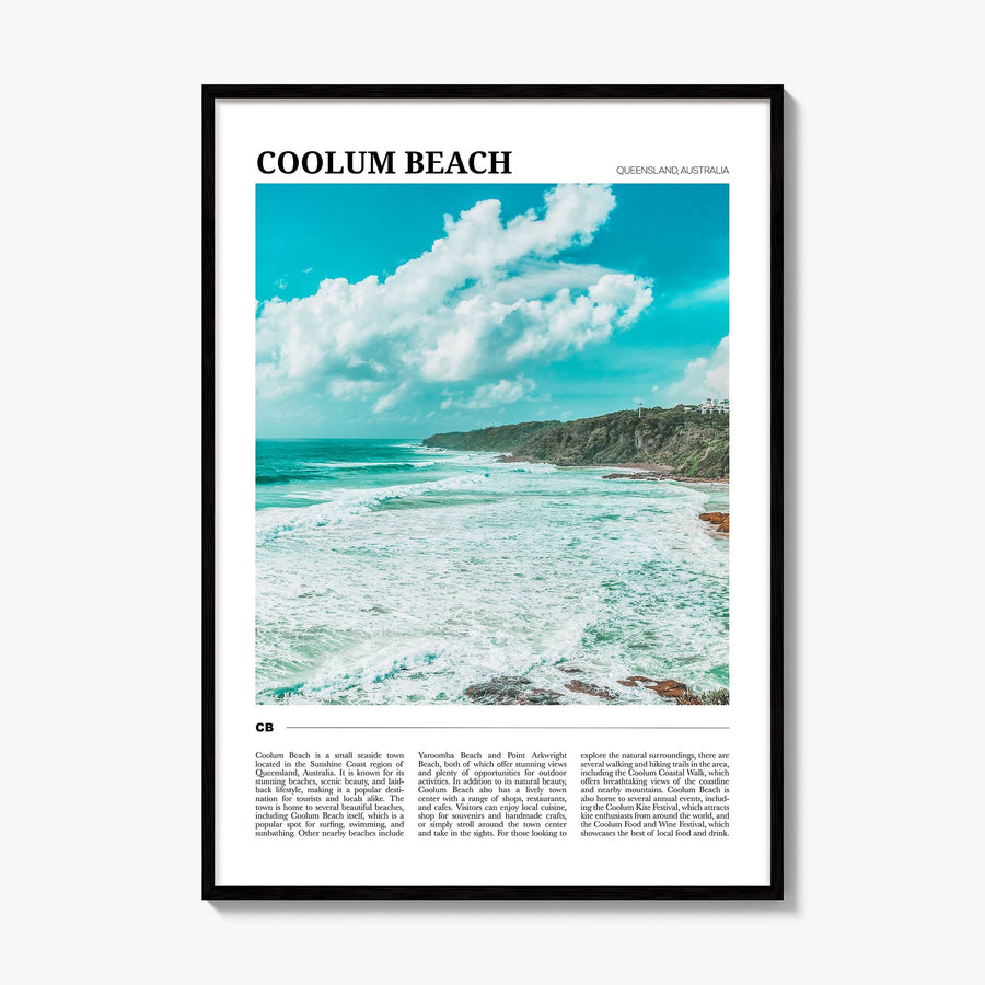 Coolum Beach Travel Poster, framed poster mockup