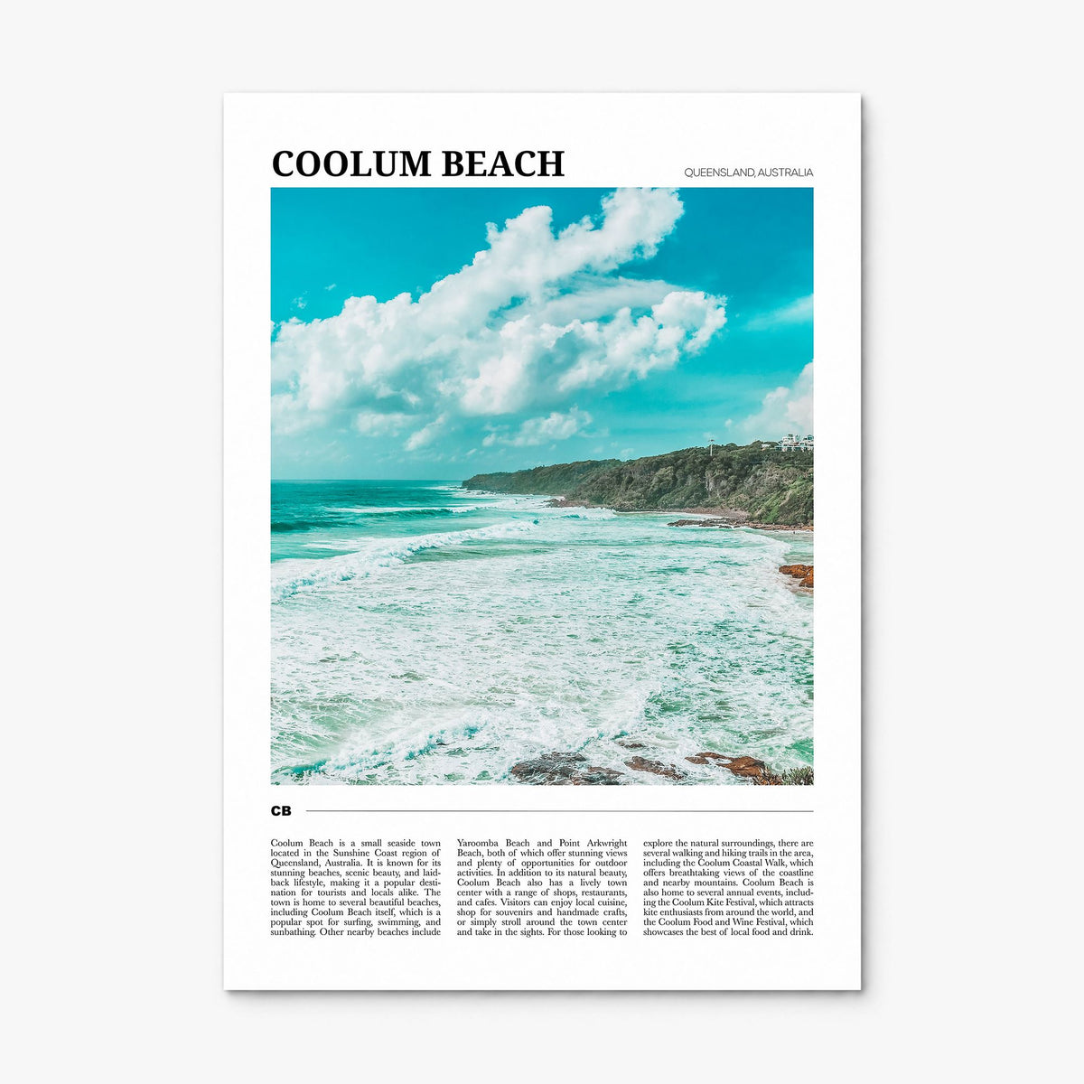 Coolum Beach Travel Poster, print only (unframed)