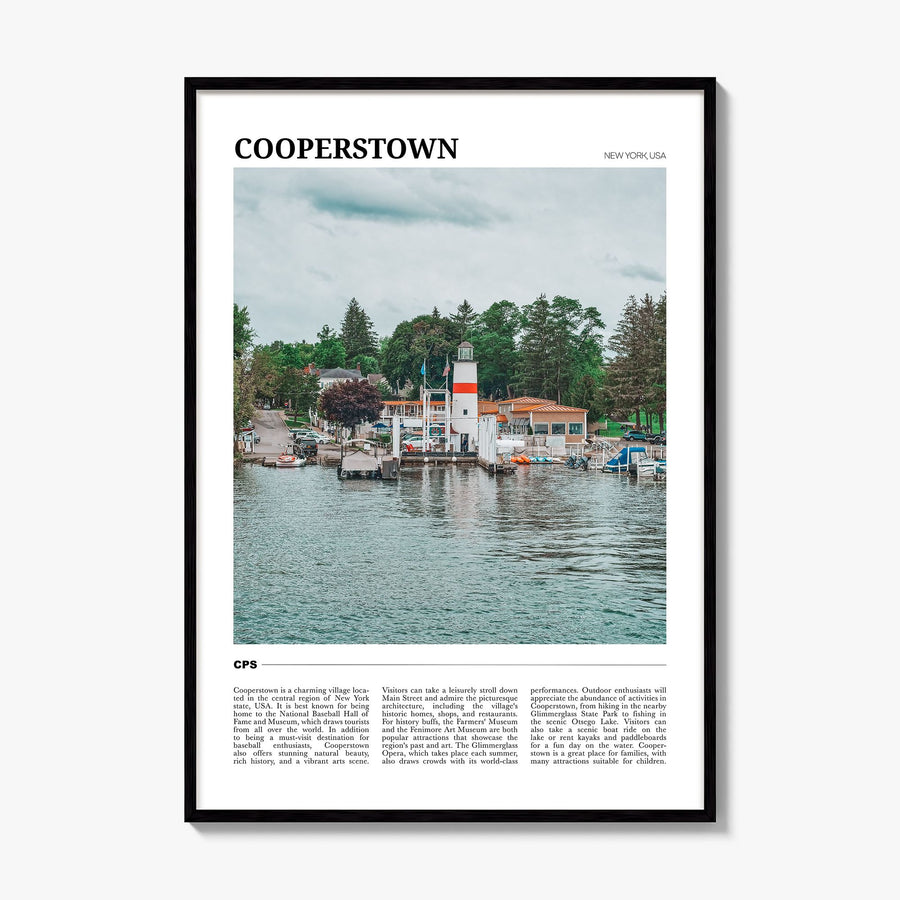 Cooperstown Travel Poster, framed poster mockup