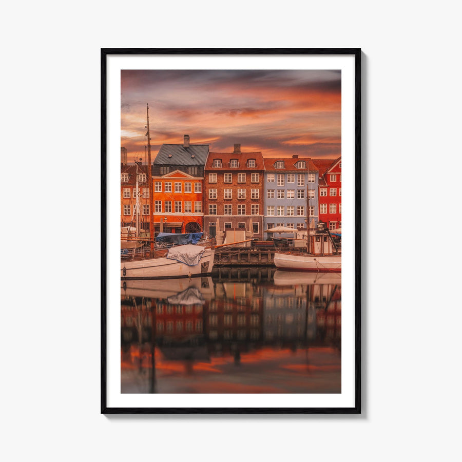 Copenhagen no. 1 colorful photo poster of Denmark – vertical wall art, unframed print shown in interior mockup