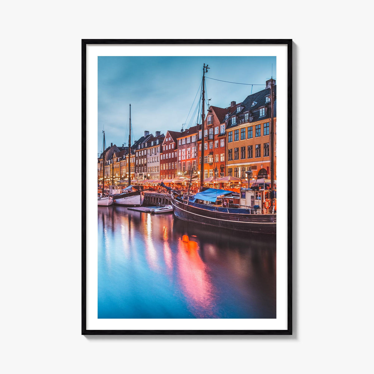 Copenhagen no. 2 colorful photo poster of Denmark – vertical wall art, unframed print shown in interior mockup