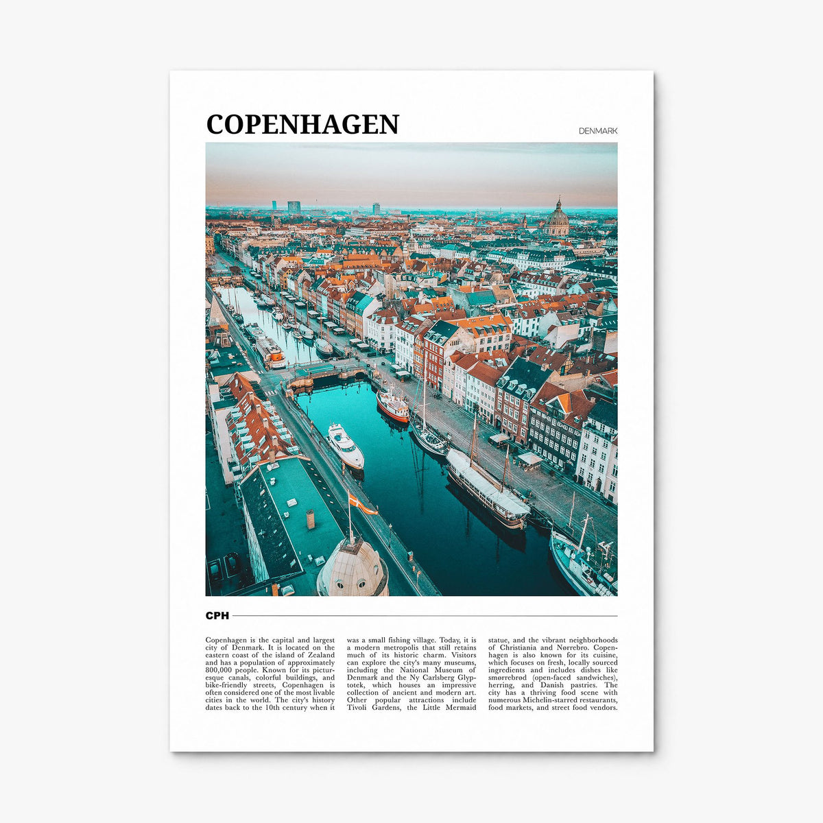 Copenhagen Travel Poster, print only (unframed)