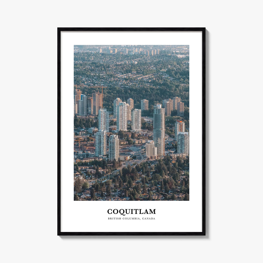Coquitlam no. 1 colorful classic poster of British Columbia, Canada – vertical wall art, unframed print shown in interior moc